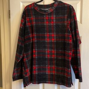 Cherokee Velvet Plaid Crewneck Sweater, sz XL Petite